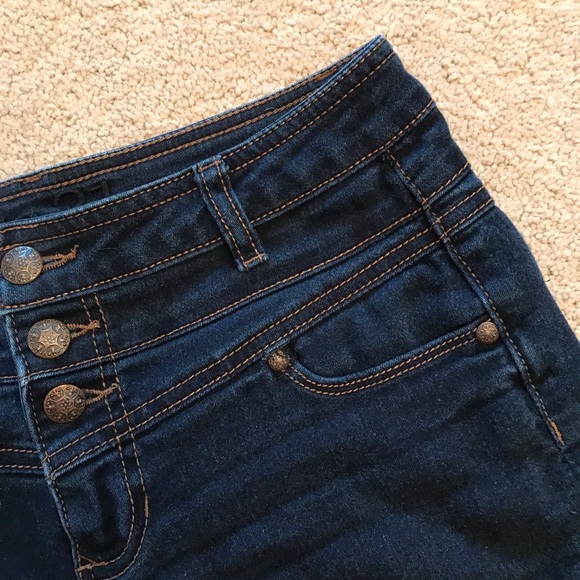 Rue 21 High Waist Denim Shorts Womens Size 3 Button Fly Stretch Dark Wash - Picture 5 of 12